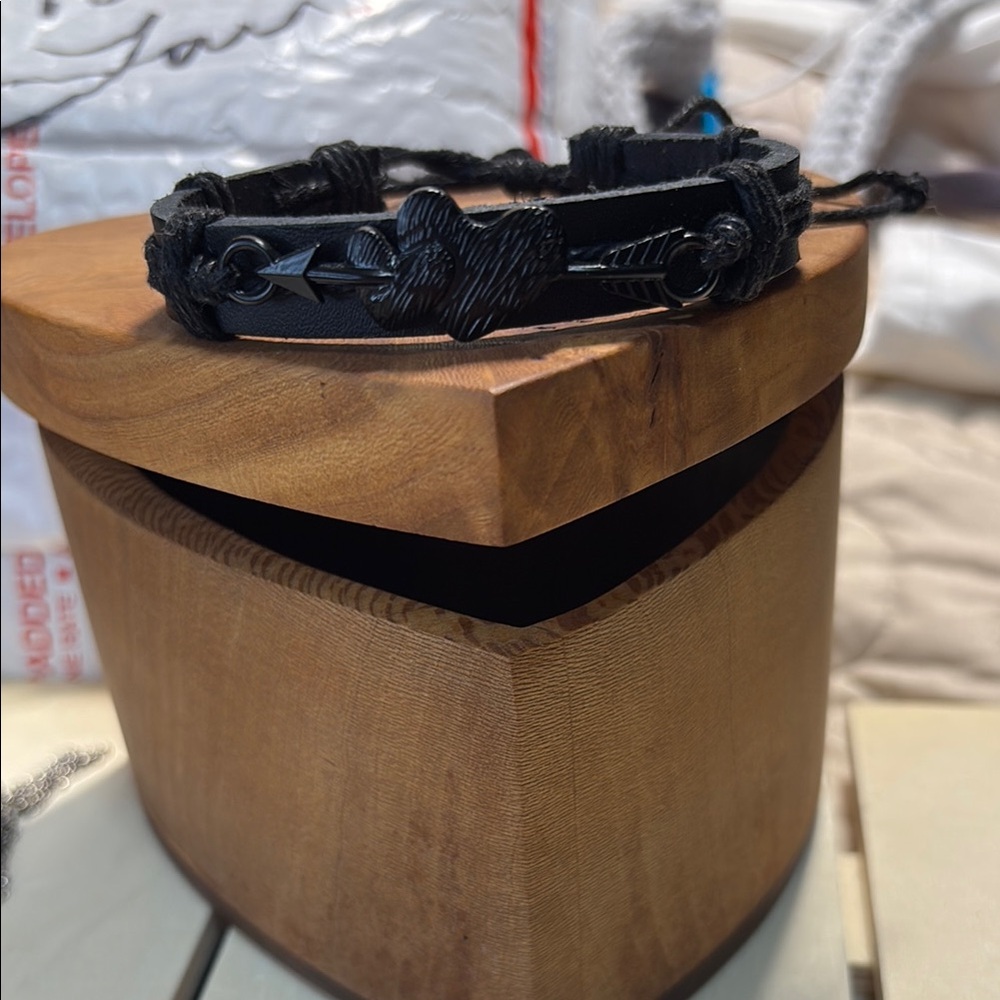 Black Leather Adjustable Bracelet